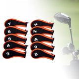 Maxbell 10Pcs Golf Iron Headcover Set Golf Club Head Cover Putter for Outdoor Sports Orange and Black