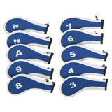 Maxbell 10Pcs Golf Iron Headcover Set Golf Club Head Cover Putter for Outdoor Sports Blue and White