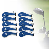 Maxbell 10Pcs Golf Iron Headcover Set Golf Club Head Cover Putter for Outdoor Sports Blue and White