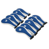 Maxbell 10Pcs Golf Iron Headcover Set Golf Club Head Cover Putter for Outdoor Sports Blue and White