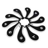 Maxbell 10Pcs Golf Iron Headcover Set Golf Club Head Cover Putter for Outdoor Sports Black and White