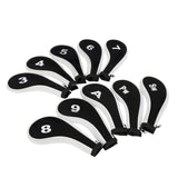 Maxbell 10Pcs Golf Iron Headcover Set Golf Club Head Cover Putter for Outdoor Sports Black and White