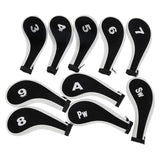 Maxbell 10Pcs Golf Iron Headcover Set Golf Club Head Cover Putter for Outdoor Sports Black and White