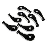 Maxbell 10Pcs Golf Iron Headcover Set Golf Club Head Cover Putter for Outdoor Sports Black and White