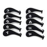 Maxbell 10Pcs Golf Iron Headcover Set Golf Club Head Cover Putter for Outdoor Sports Black and White