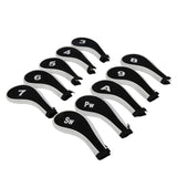 Maxbell 10Pcs Golf Iron Headcover Set Golf Club Head Cover Putter for Outdoor Sports Black and White