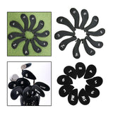 Maxbell 10Pcs Golf Iron Covers Set Golf Club Headcover Sleeve Training Equipment 18.5cmx6.6cm