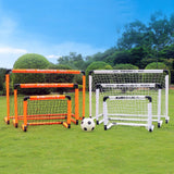 Maxbell Kids Soccer Goals Portable Soccer Nets Set Outdoor Training Easy Assembly L Orange