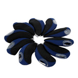 Maxbell 10 Pieces Golf Iron Headcovers Golf Club Head Cover Golf Accessories Guard Dark Blue