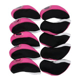 Maxbell 10 Pieces Golf Iron Headcovers Golf Club Head Cover Golf Accessories Guard Pink