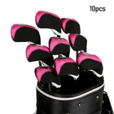 Maxbell 10 Pieces Golf Iron Headcovers Golf Club Head Cover Golf Accessories Guard Pink