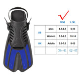 Maxbell 2x Flexible Diving Flippers Snorkel Professional for Diving Scuba Dive Beginners blue small medium
