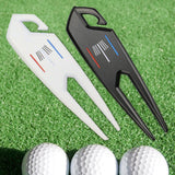 Maxbell Zinc Alloy Golf Divot Fork Alignment Tool Double for Training Club Practice White