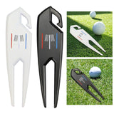 Maxbell Zinc Alloy Golf Divot Fork Alignment Tool Double for Training Club Practice White