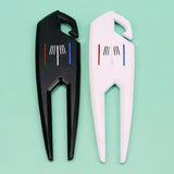 Maxbell Zinc Alloy Golf Divot Fork Alignment Tool Double for Training Club Practice White