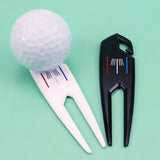 Maxbell Zinc Alloy Golf Divot Fork Alignment Tool Double for Training Club Practice White