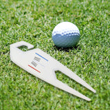 Maxbell Zinc Alloy Golf Divot Fork Alignment Tool Double for Training Club Practice White