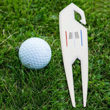 Maxbell Zinc Alloy Golf Divot Fork Alignment Tool Double for Training Club Practice White