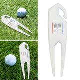 Maxbell Zinc Alloy Golf Divot Fork Alignment Tool Double for Training Club Practice White