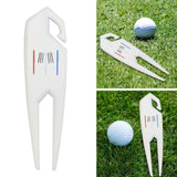 Maxbell Zinc Alloy Golf Divot Fork Alignment Tool Double for Training Club Practice White