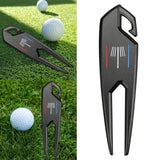 Maxbell Zinc Alloy Golf Divot Fork Alignment Tool Double for Training Club Practice Black