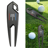 Maxbell Zinc Alloy Golf Divot Fork Alignment Tool Double for Training Club Practice Black