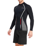 Maxbell Soft Men Swimsuit Tops Long Sleeve Swim Shirt Rashguard for Snorkeling Black XXL