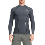 Maxbell Soft Men Swimsuit Tops Long Sleeve Swim Shirt Rashguard for Snorkeling Gray XL