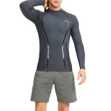 Maxbell Soft Men Swimsuit Tops Long Sleeve Swim Shirt Rashguard for Snorkeling Gray XL