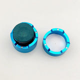 Maxbell Pool Cue Chalk Holder Organizer Round Shape Easy to Use Carrier Case Metal Blue
