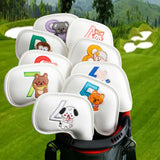 Maxbell 9Pcs Golf Iron Headcover Set Golf Club Head Cover Sleeve for Outdoor Sports White