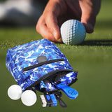 Maxbell Golf Ball Bag Pouch Polyester with 360 Degree Swivel Buckle Golf Tee Holder Colorful Blue