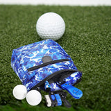 Maxbell Golf Ball Bag Pouch Polyester with 360 Degree Swivel Buckle Golf Tee Holder Colorful Blue