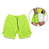 Maxbell Men's 2 in 1 Running Shorts Summer Sports Shorts for Yoga Sports Training Green XXL