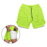 Maxbell Men's 2 in 1 Running Shorts Summer Sports Shorts for Yoga Sports Training Green XXL
