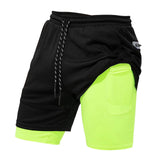 Maxbell Men's 2 in 1 Running Shorts Summer Sports Shorts for Yoga Sports Training Black M