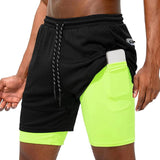Maxbell Men's 2 in 1 Running Shorts Summer Sports Shorts for Yoga Sports Training Black M