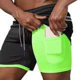 Maxbell Men's 2 in 1 Running Shorts Summer Sports Shorts for Yoga Sports Training Black M