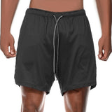 Maxbell Men's 2 in 1 Running Shorts Summer Sports Shorts for Yoga Sports Training Black XL