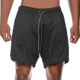 Maxbell Men's 2 in 1 Running Shorts Summer Sports Shorts for Yoga Sports Training Black XXL