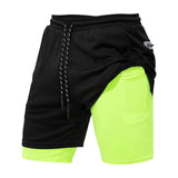 Maxbell Men's 2 in 1 Running Shorts Summer Sports Shorts for Yoga Sports Training Black XXXL