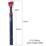 Maxbell Lightweight Bike Seat Post Shock Absorber 350mm Mountain Bicycle Seatpost No Sleeve