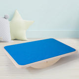 Maxbell Wooden Balance Board Curvy Equipment Interactive Rocker Board Standing Blue