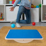 Maxbell Wooden Balance Board Curvy Equipment Interactive Rocker Board Standing Blue