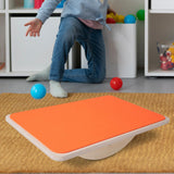 Maxbell Wooden Balance Board Curvy Equipment Interactive Rocker Board Standing Orange