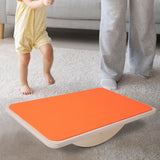 Maxbell Wooden Balance Board Curvy Equipment Interactive Rocker Board Standing Orange