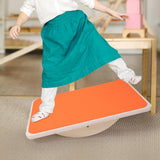 Maxbell Wooden Balance Board Curvy Equipment Interactive Rocker Board Standing Orange