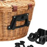 Maxbell Bike Front Basket Handcraft Accessories Storage Knitting with Lid Rattan Brown, Quick Release
