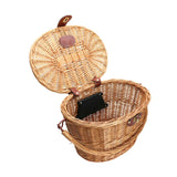 Maxbell Bike Front Basket Handcraft Accessories Storage Knitting with Lid Rattan Brown, Quick Release