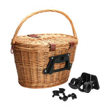 Maxbell Bike Front Basket Handcraft Accessories Storage Knitting with Lid Rattan Brown, Quick Release